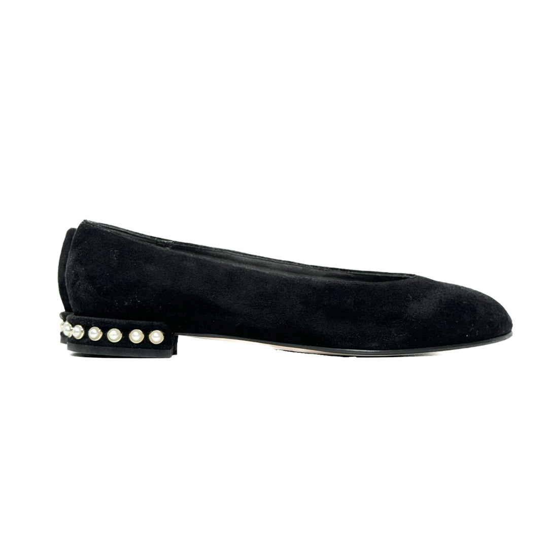Stuart Weitzman Chicflat Suede Almond-Toe Flat - Jiaxyk