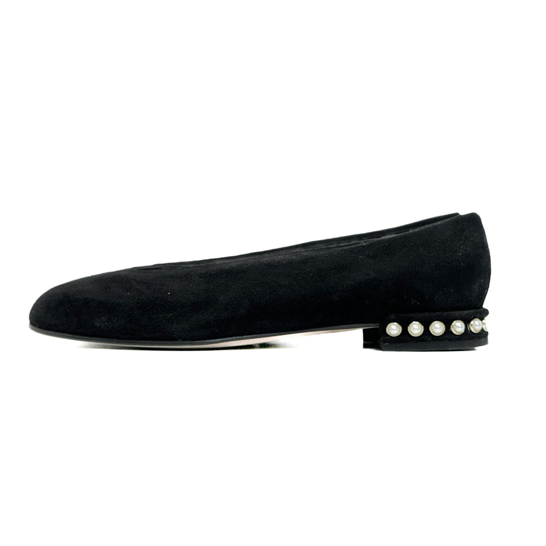 Stuart Weitzman Chicflat Suede Almond-Toe Flat - Jiaxyk