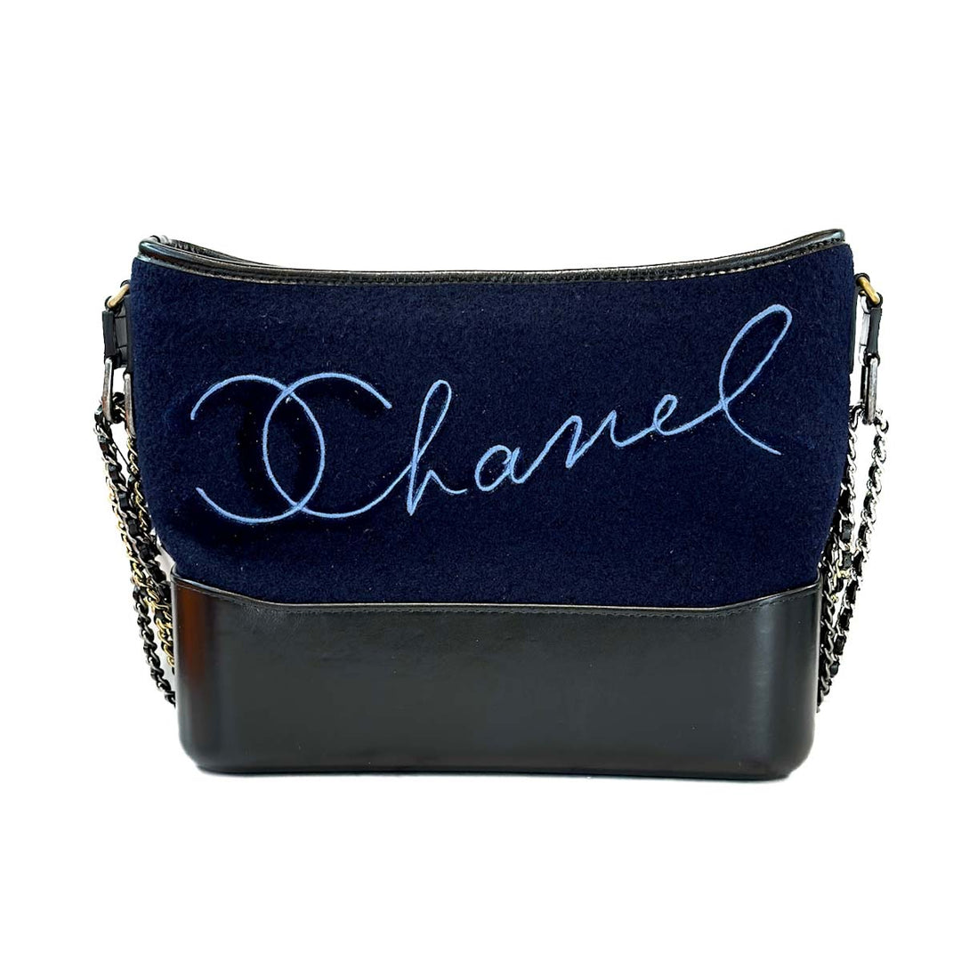 Chanel Medium Navy Wool Embroidered Paris Hamburg Gabrielle - Jiaxyk