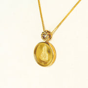 Natural White Diamond Coin Necklace D0.02ct,18K Yellow Gold