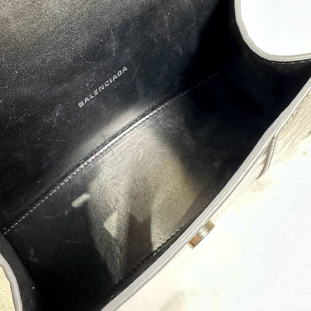 Balenciaga Sliver Hourglass XS Crocodile Embossed Bag - Jiaxyk