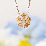 Natural White Diamond Rotatable Windmill Necklace D0.065ct,18K