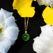 Cabochon Emerald Diamond Necklace D0.72ct d0.015ct .18K