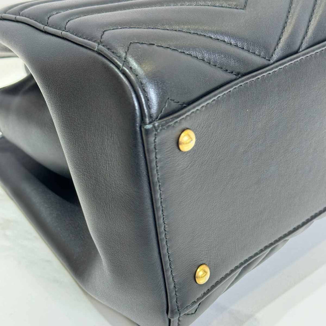 Gucci Black Small Marmont Top Handle Bag - Jiaxyk