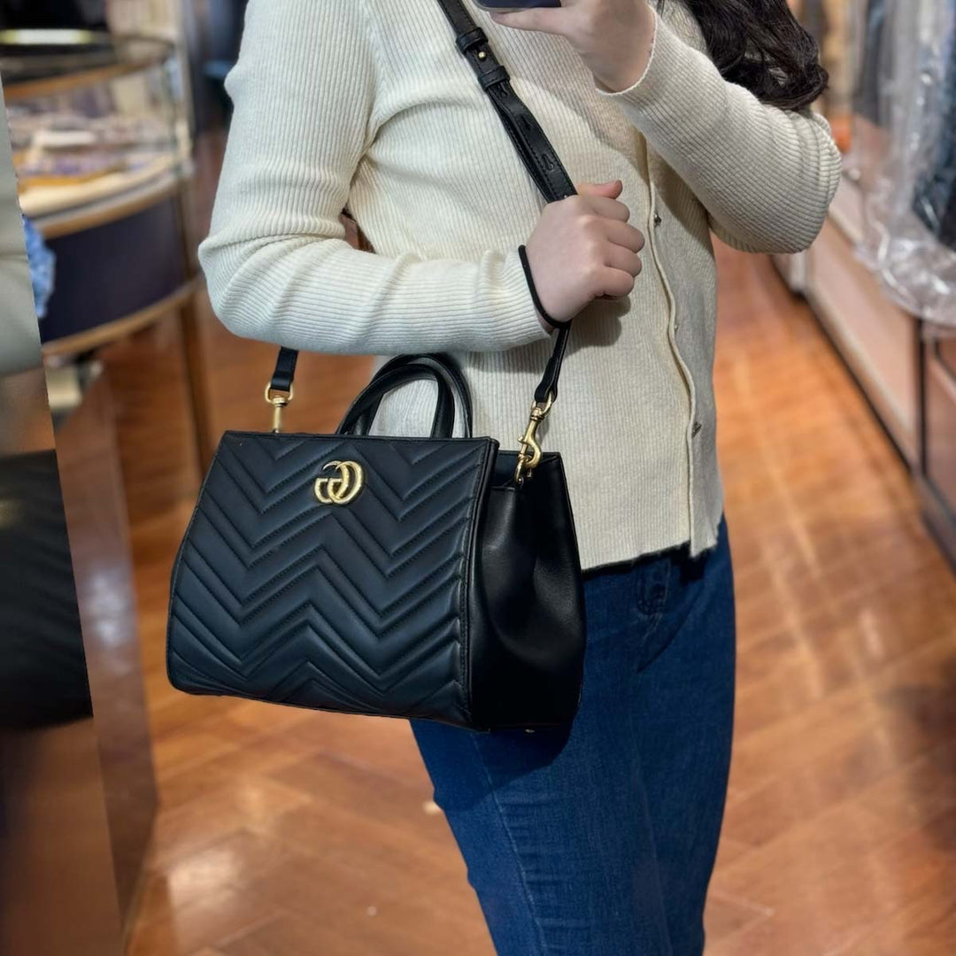 Gucci Black Small Marmont Top Handle Bag - Jiaxyk