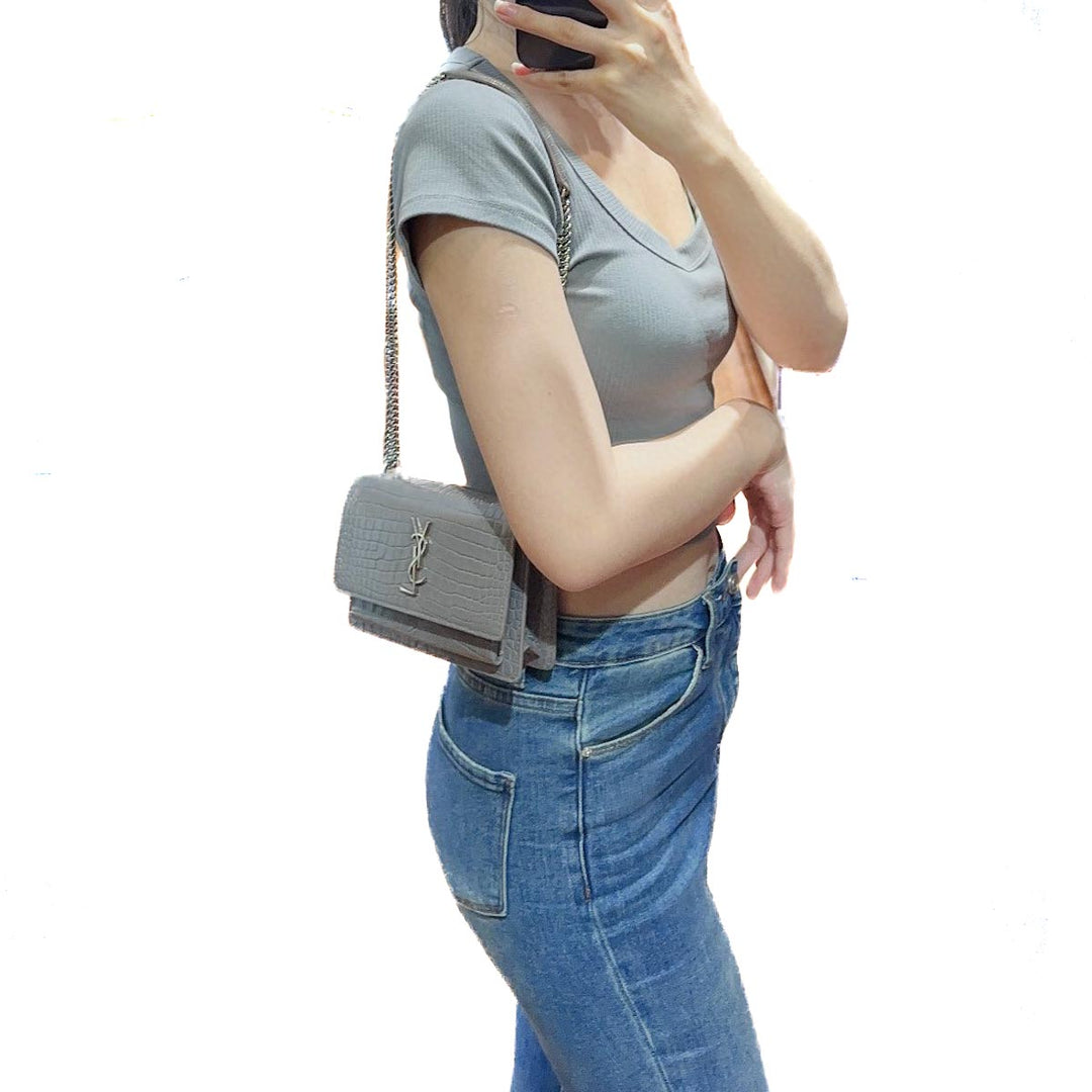 Saint Laurent Mini Grey Sunset Bag - Jiaxyk