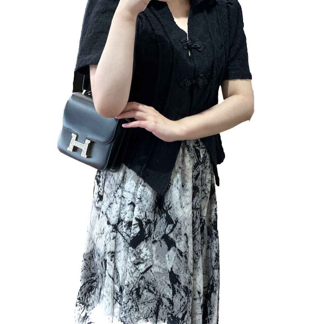 Hermes Mini Black Tadelakt/Lizard Constance Bag - Jiaxyk