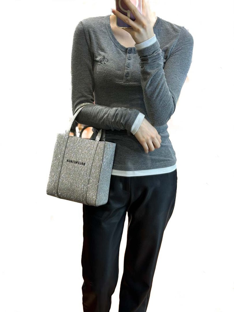 Balenciaga Silver Metalic Tote Shopping Bag - Jiaxyk