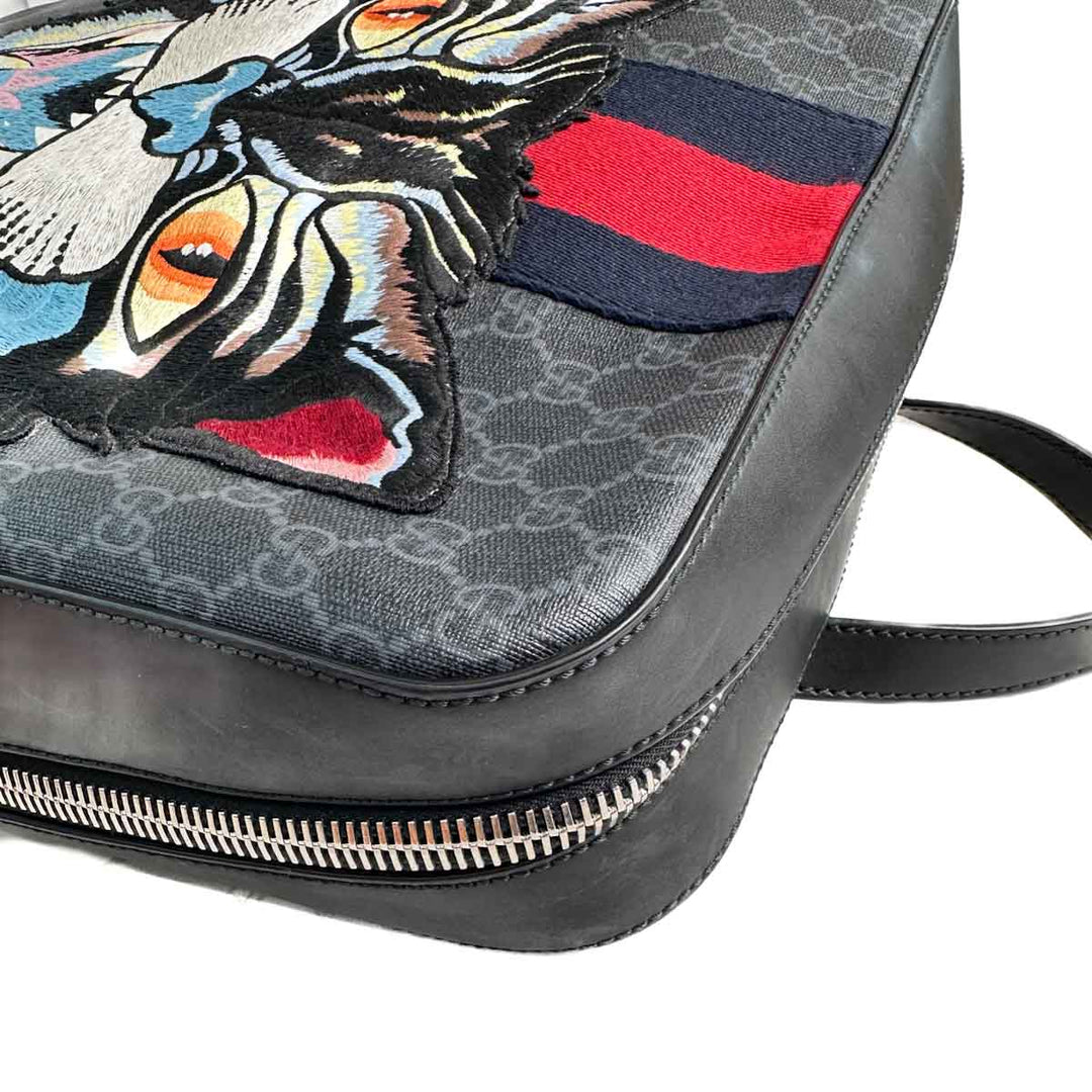 Gucci GG Supreme Monogram Angry Cat Web Tote Backpack - Jiaxyk