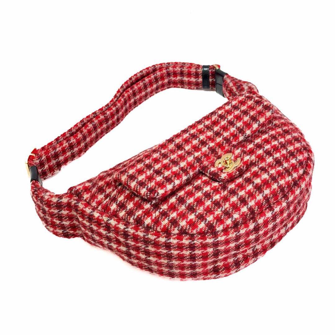 Chanel Red Tweed Hobo Bag