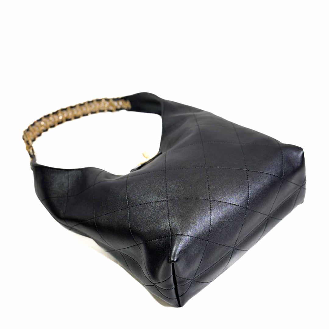 Chanel 25P Black Hobo Bag