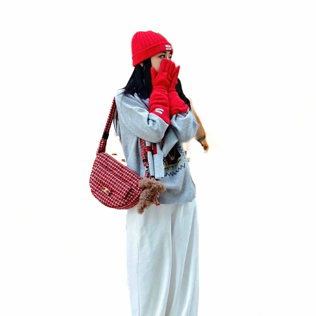 Chanel Red Tweed Hobo Bag