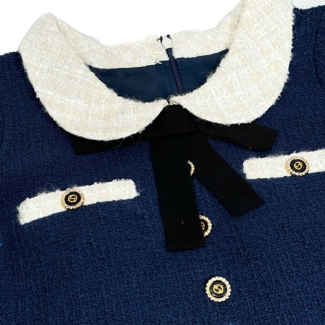 Gucci Blue Knit Dress with Neck Bow - Jiaxyk