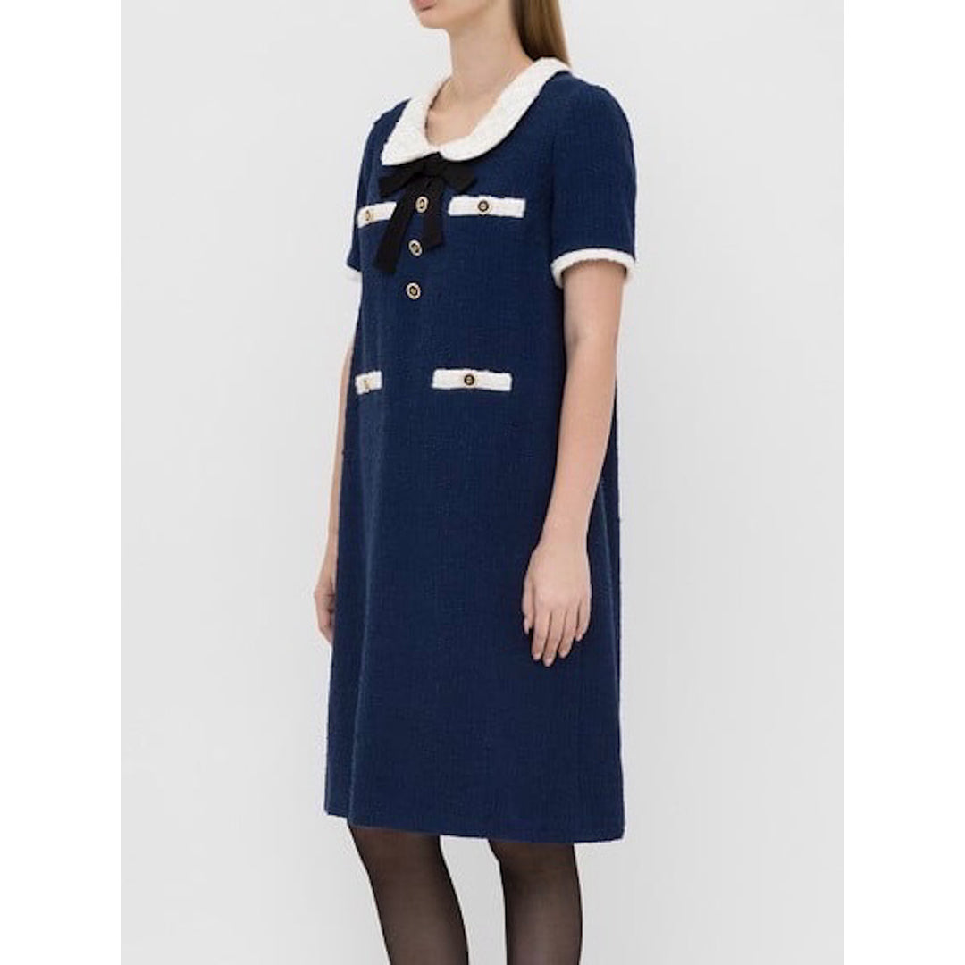 Gucci Blue Knit Dress with Neck Bow - Jiaxyk