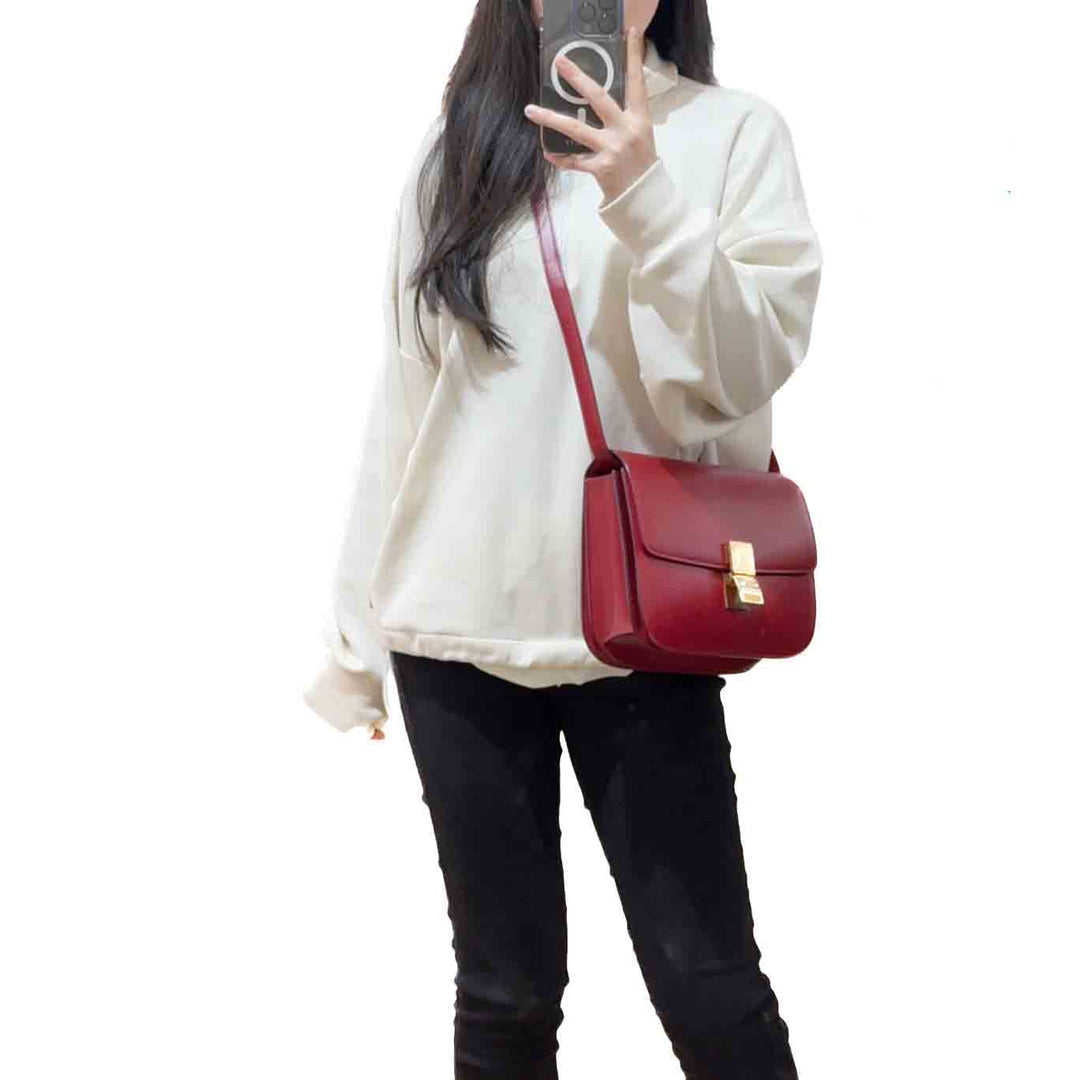 Celine Medium Red Classic Box Bag - Jiaxyk