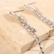 Natural White Diamond Long Tassel Earrings D0.50ct,18K