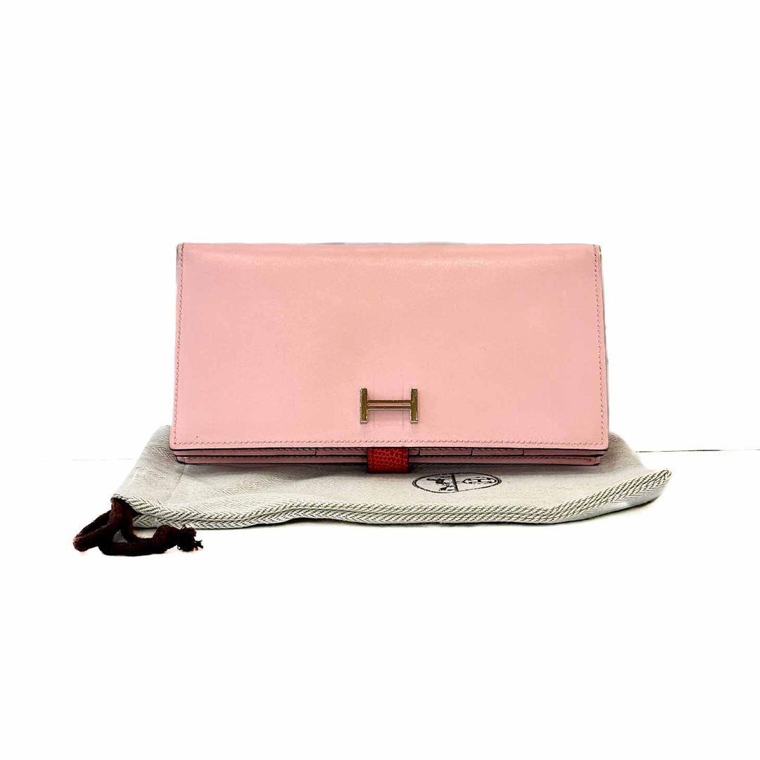 Hermes Pink Lizard Bearn Long Wallet - Jiaxyk