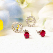 Natural Ruby Diamond Earrings D0.77ct,d0.236ct, 18K