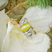 Natural Cat’s Eye Chrysoberyl CabochonDiamond Ring D1.94 d0.67ct PT900