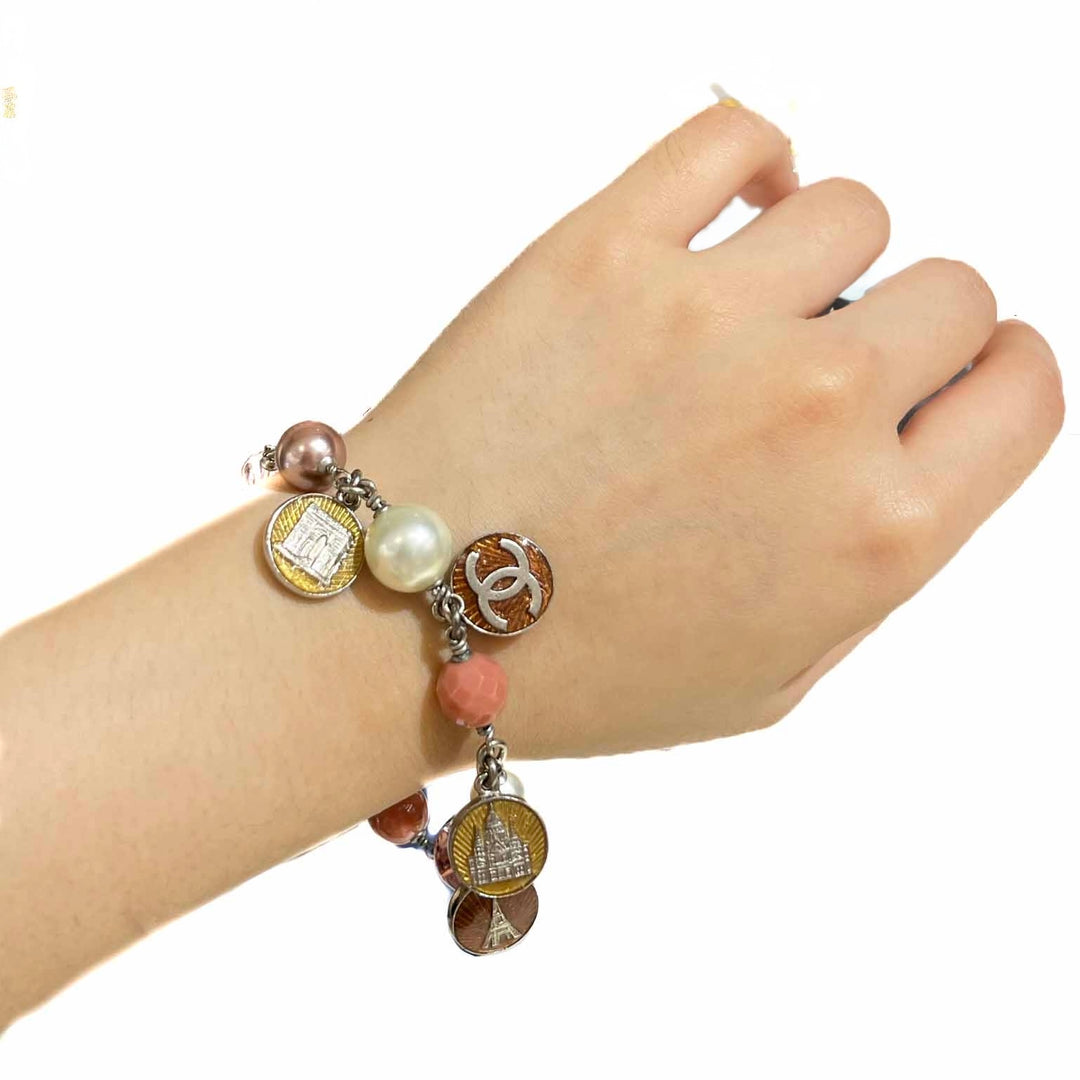 Chanel Sliver CC Multicolour Pearl Bracelet - Jiaxyk