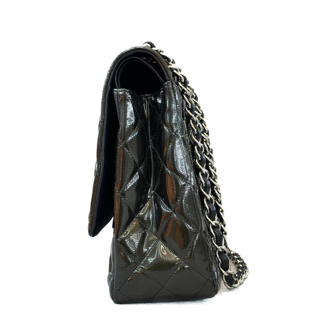 Chanel Maxi Classic Flap Patent Olive Green - Jiaxyk