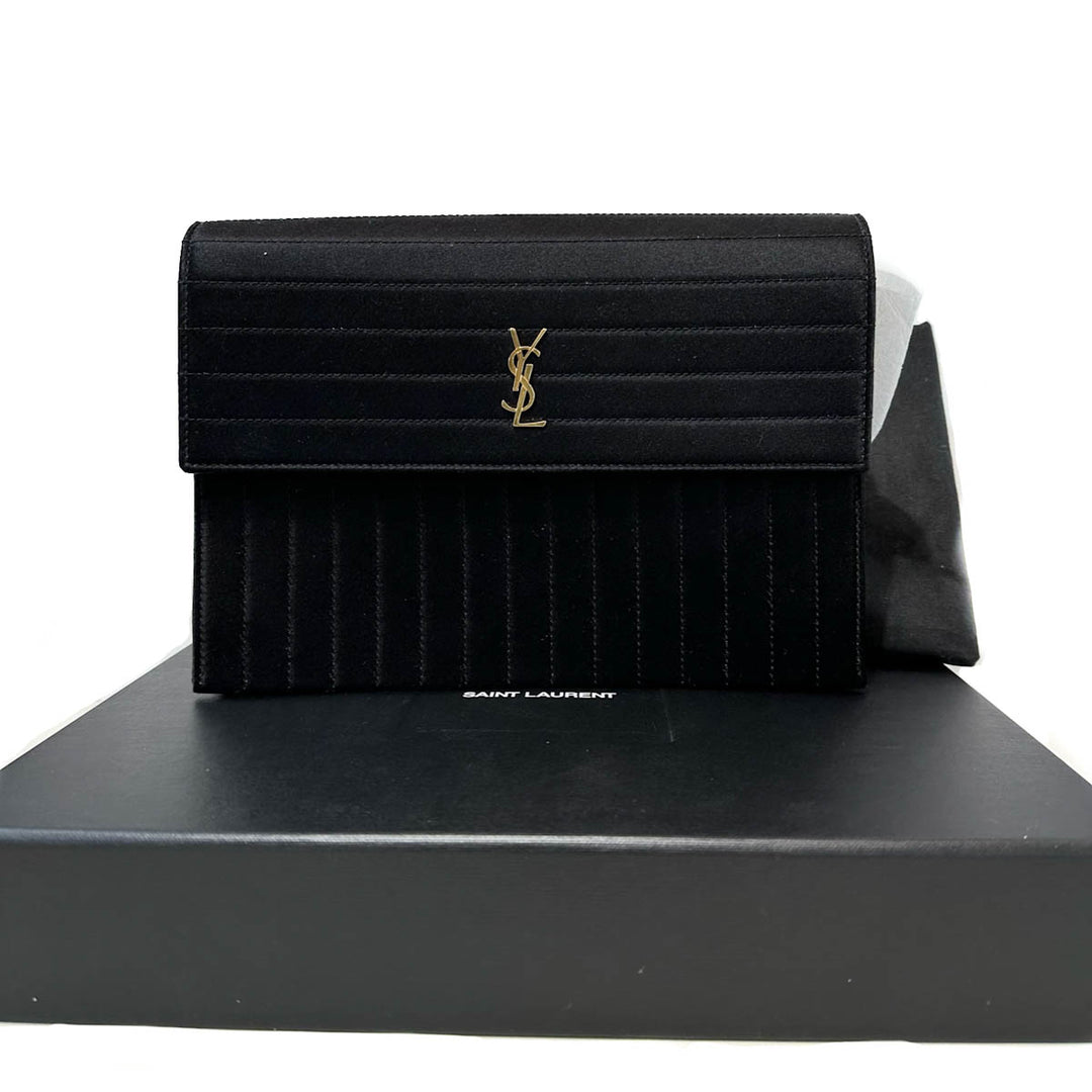 Saint Laurent Black Quilted Satin Shoulder Bag - Jiaxyk
