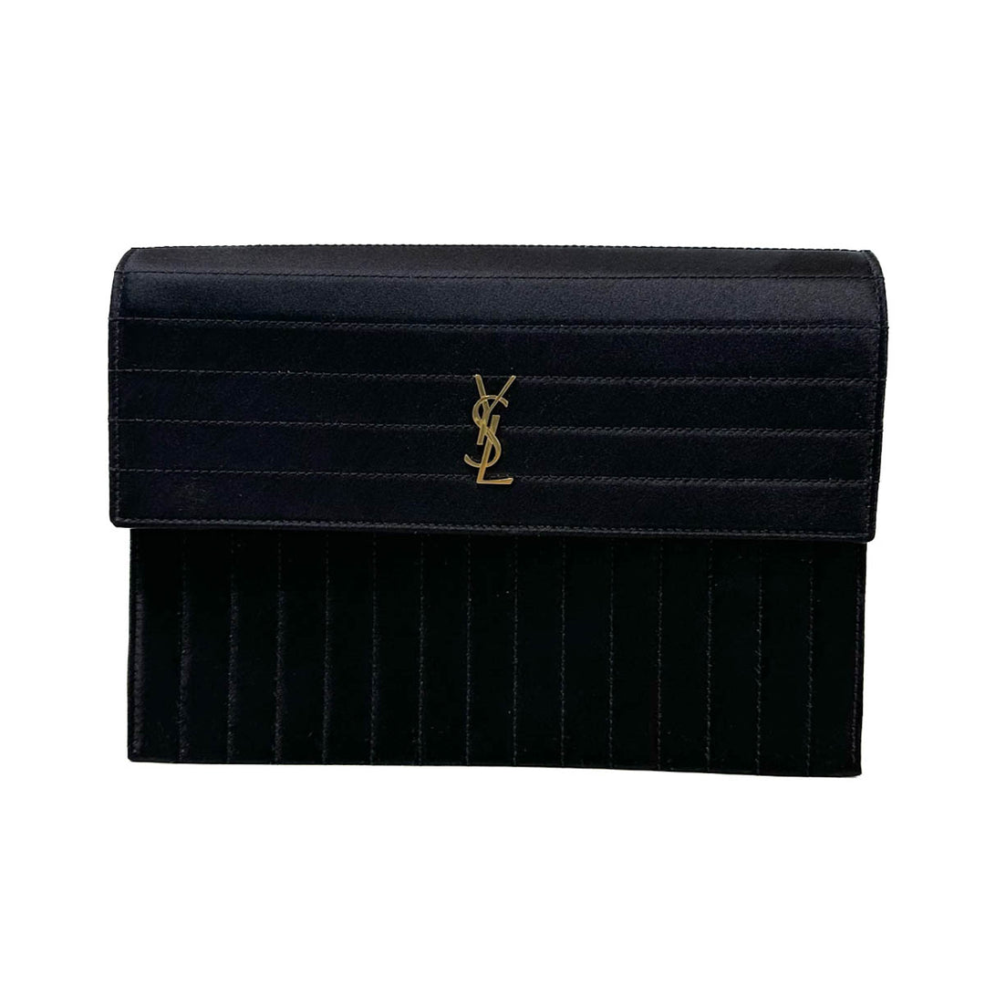 Saint Laurent Black Quilted Satin Shoulder Bag - Jiaxyk