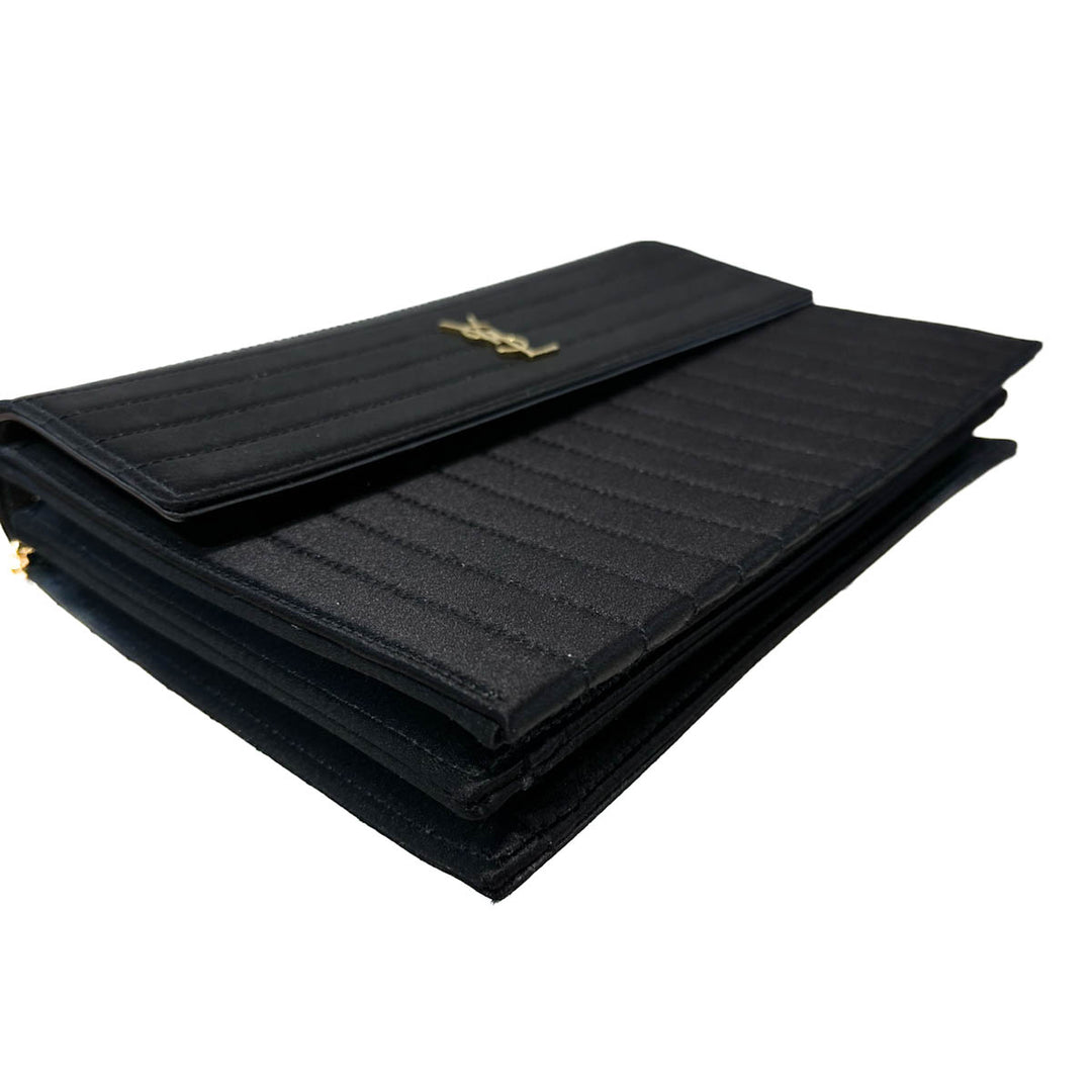Saint Laurent Black Quilted Satin Shoulder Bag - Jiaxyk