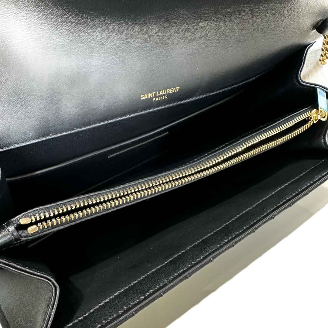Saint Laurent Black Quilted Satin Shoulder Bag - Jiaxyk