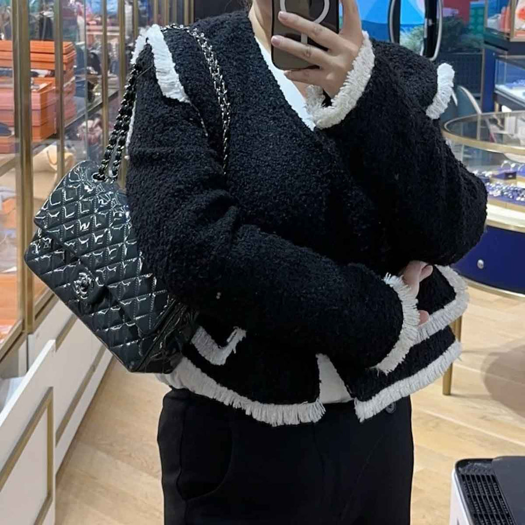 Chanel Med Grey Patent Classic Flap Bag - Jiaxyk