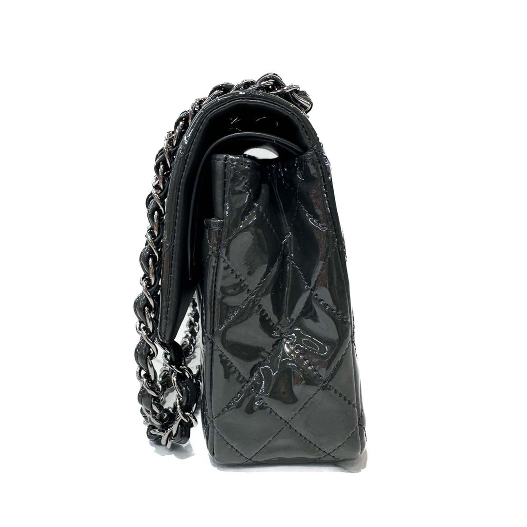 Chanel Med Grey Patent Classic Flap Bag - Jiaxyk