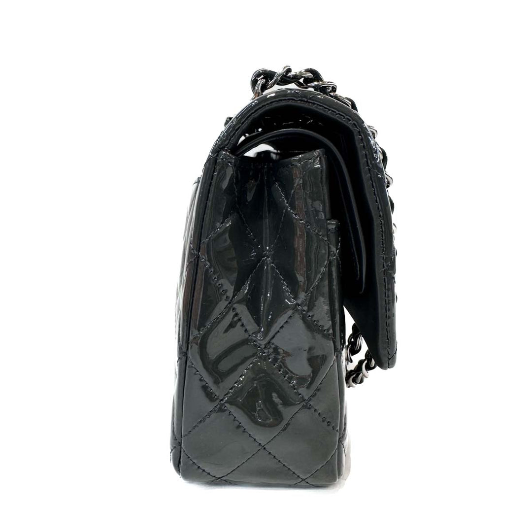 Chanel Med Grey Patent Classic Flap Bag - Jiaxyk