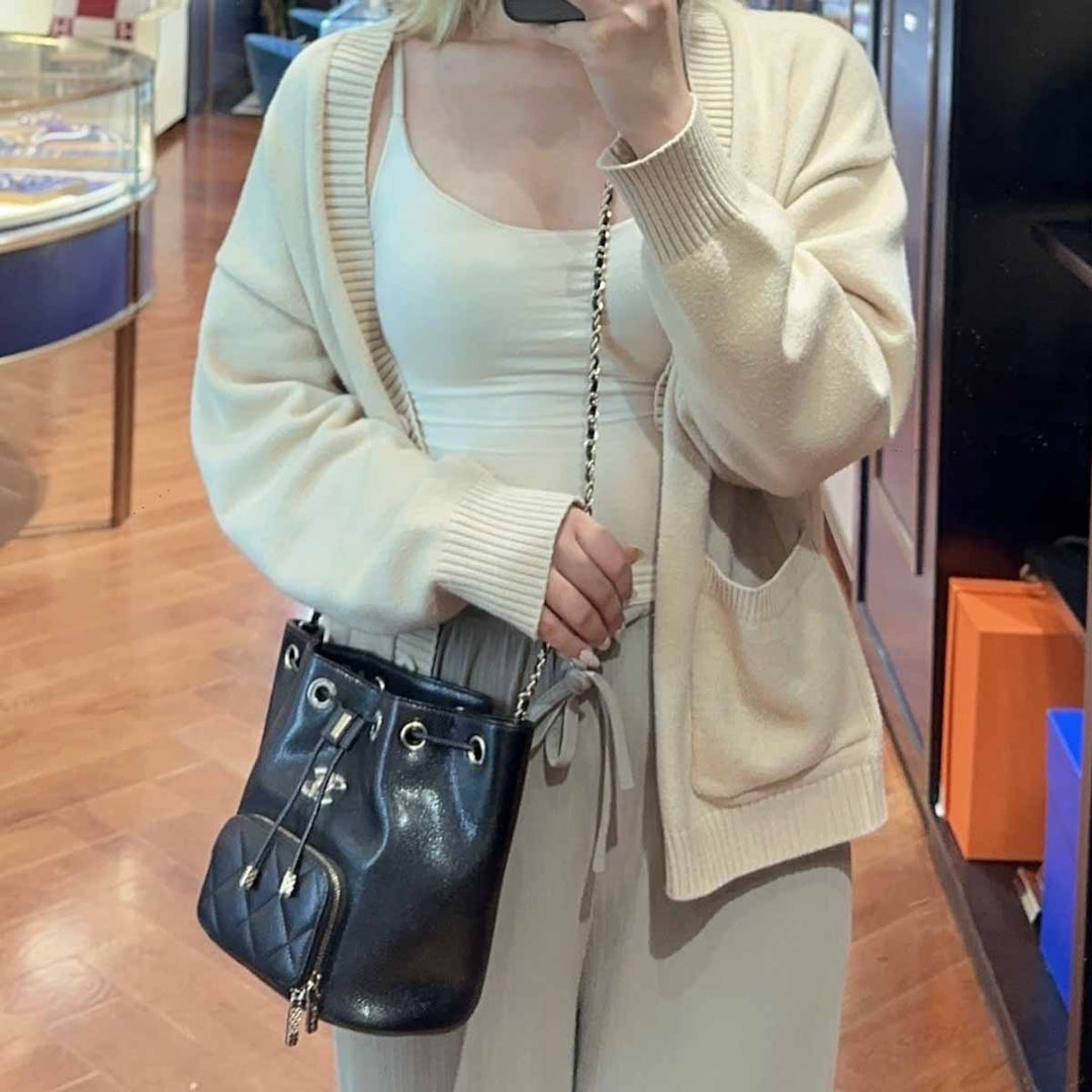 Chanel Black Business Affinity Drawstring Bucket Bag - Jiaxyk