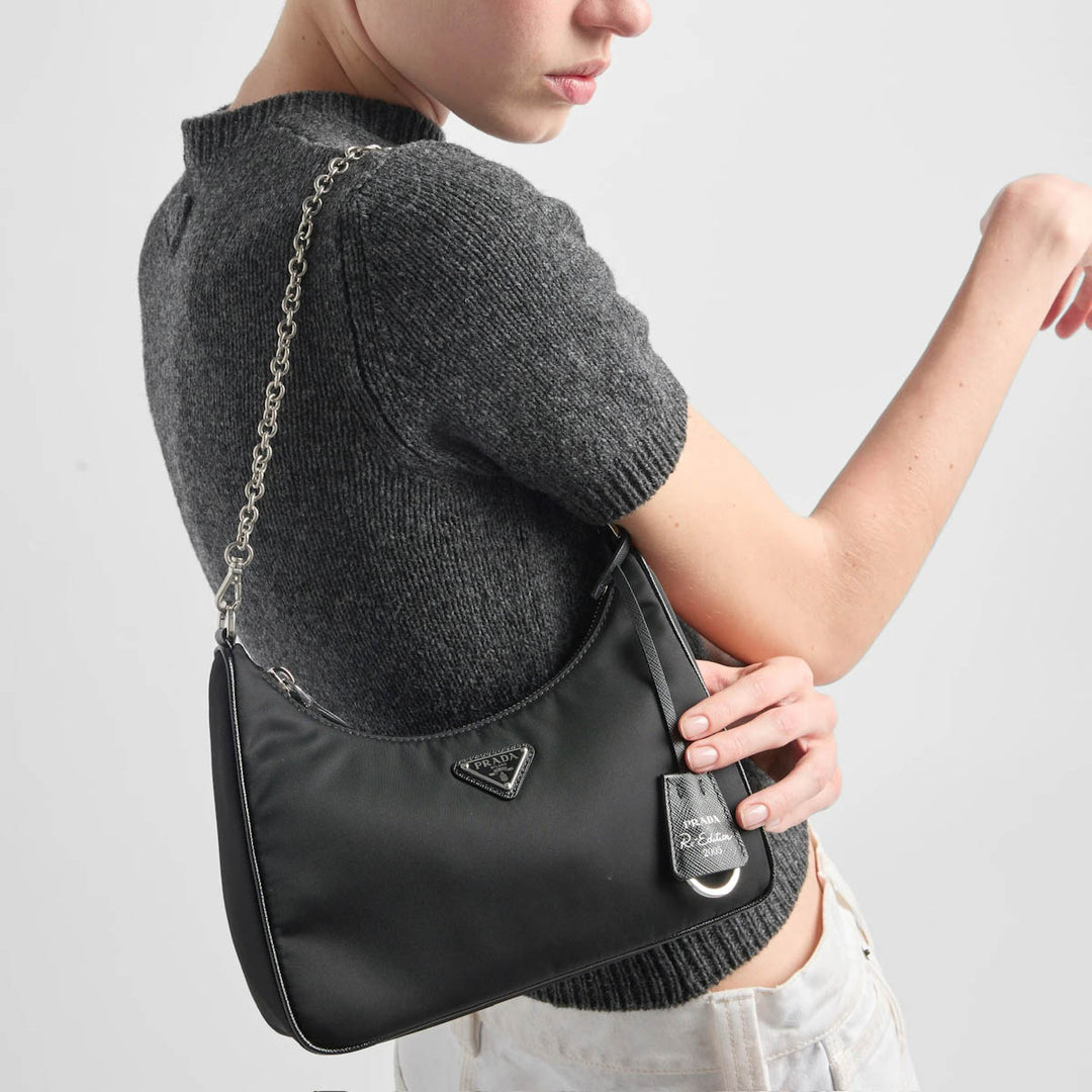 Prada Black Re-edition Re-Nylon Hobo Bag - Jiaxyk