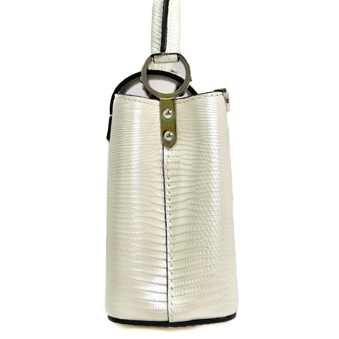 Louis Vuitton Mini Capucines Lizard Pearly White With Crystal - Jiaxyk