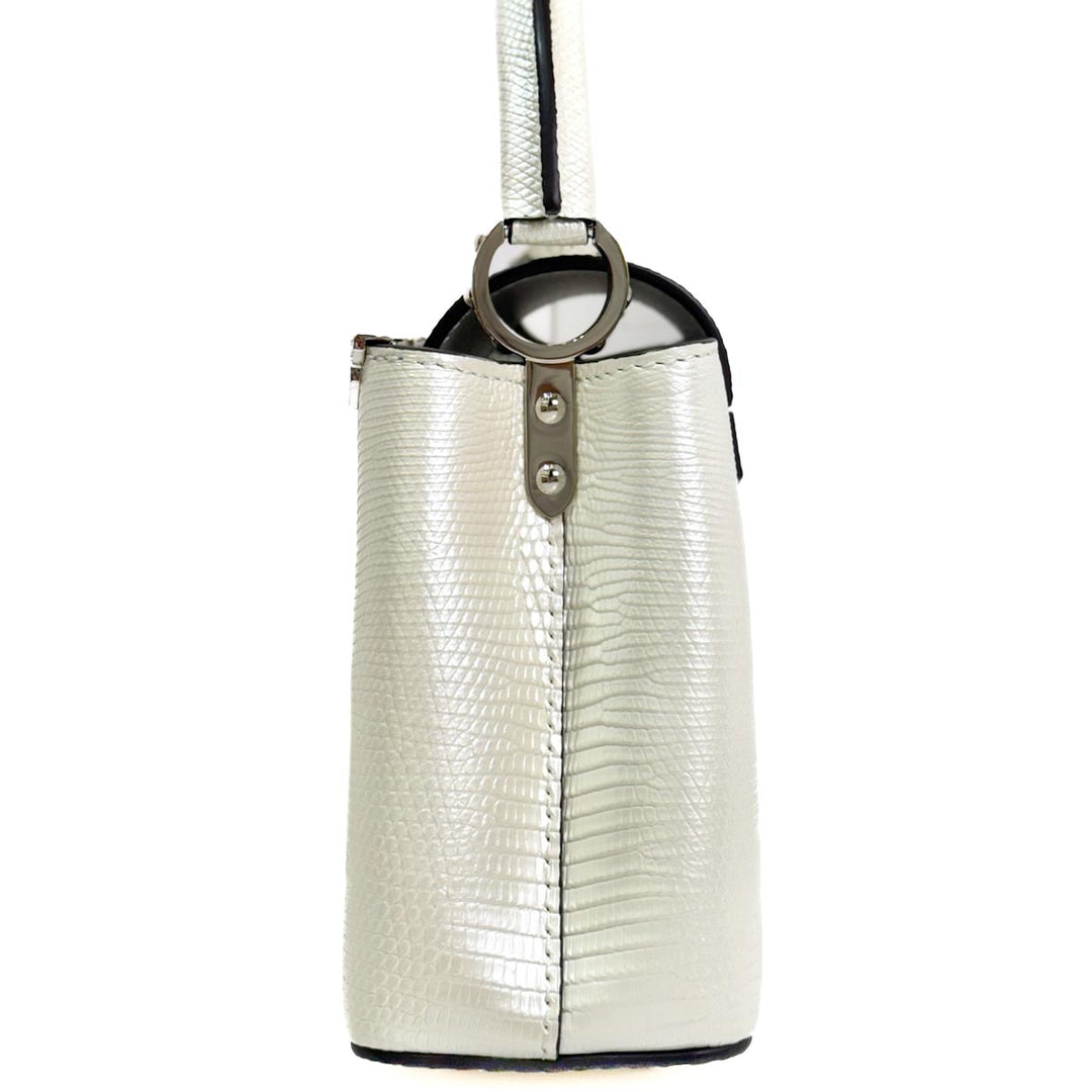 Louis Vuitton Mini Capucines Lizard Pearly White With Crystal - Jiaxyk