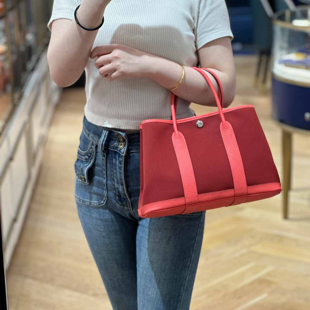 Hermes Garden Party 30 Rouge Canvas - Jiaxyk