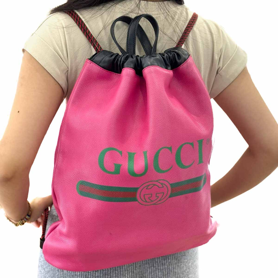 Gucci Pink Logo Drawstring Backpack - Jiaxyk