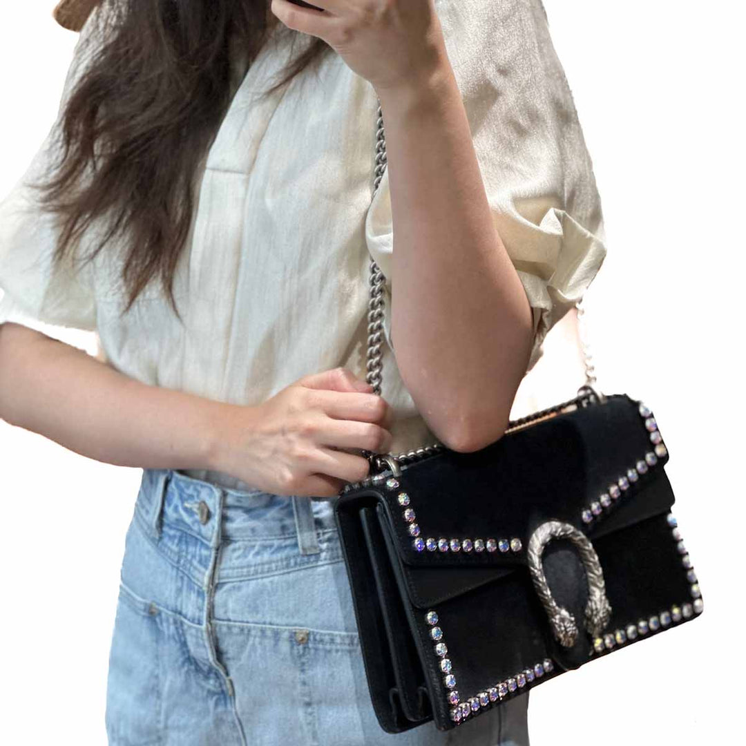 Gucci Black Suede Medium Dionysus Bag - Jiaxyk