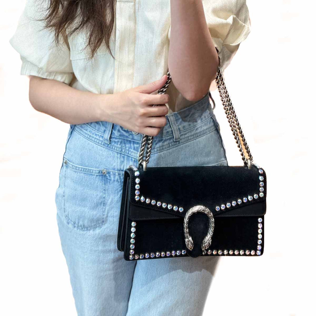 Gucci Black Suede Medium Dionysus Bag - Jiaxyk