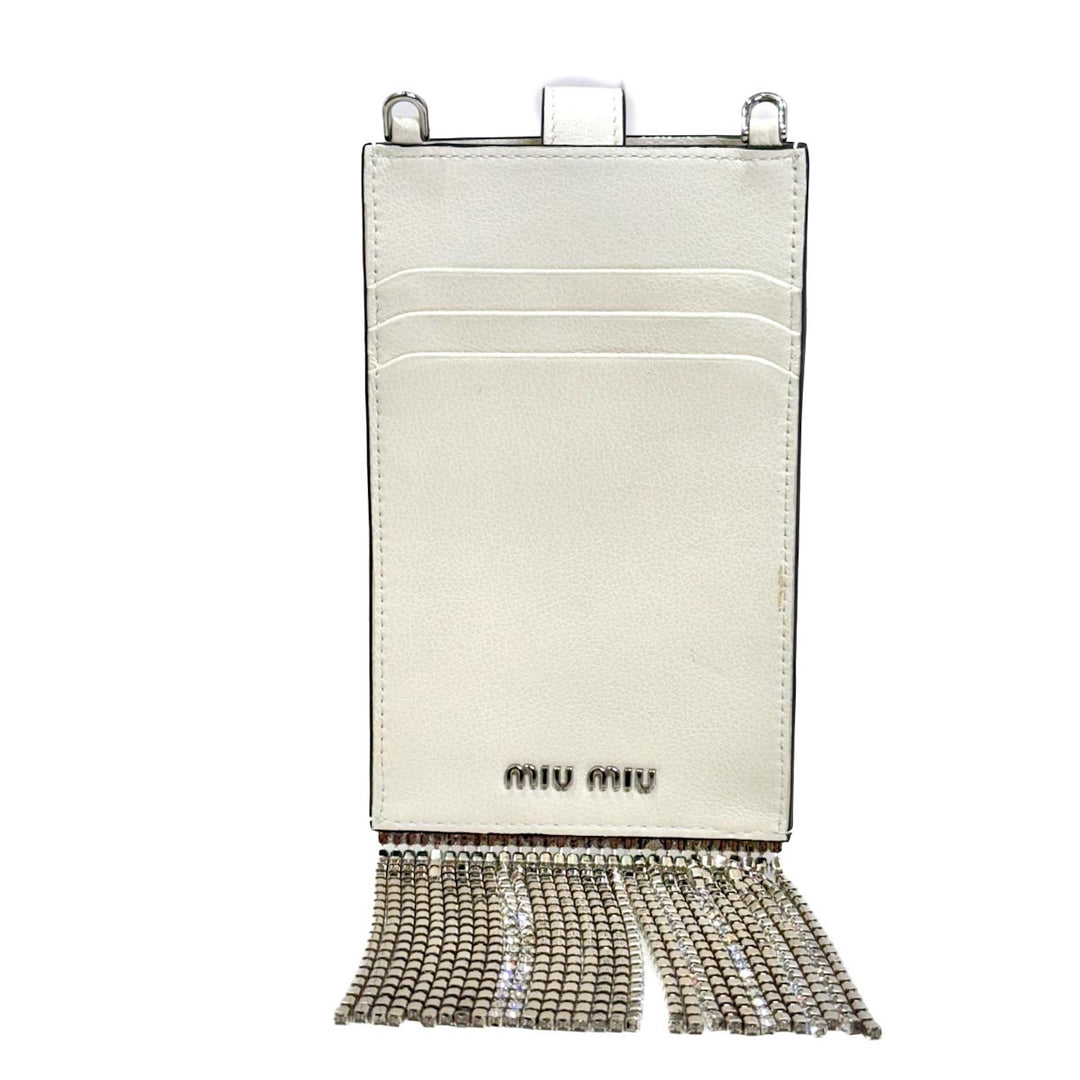 Miumiu White Crystal Phone Bag - Jiaxyk