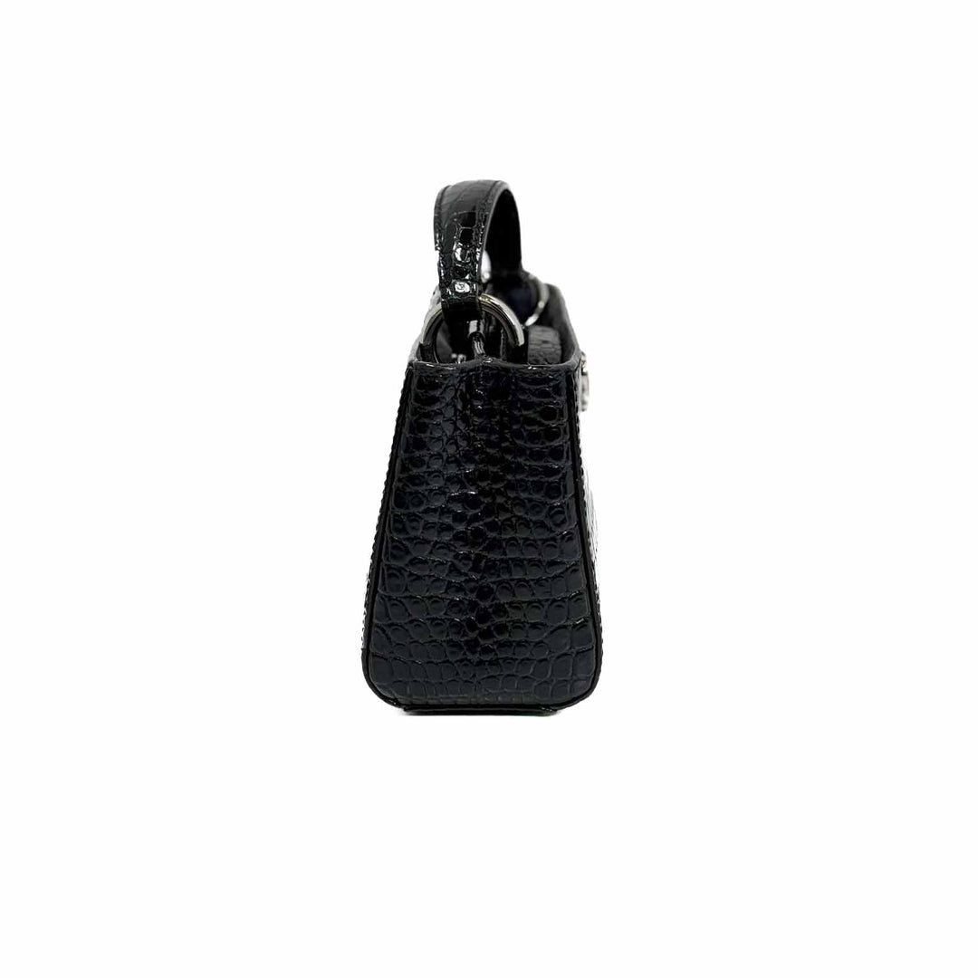 Jimmy Choo Mini Top Handle Crossbody Bag Black With Crocodile Embossed - Jiaxyk