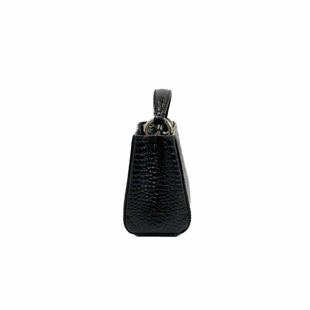 Jimmy Choo Mini Top Handle Crossbody Bag Black With Crocodile Embossed - Jiaxyk