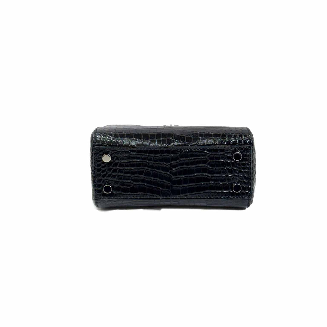 Jimmy Choo Mini Top Handle Crossbody Bag Black With Crocodile Embossed - Jiaxyk