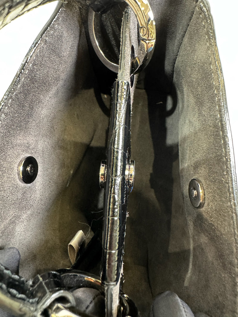 Jimmy Choo Mini Top Handle Crossbody Bag Black With Crocodile Embossed - Jiaxyk