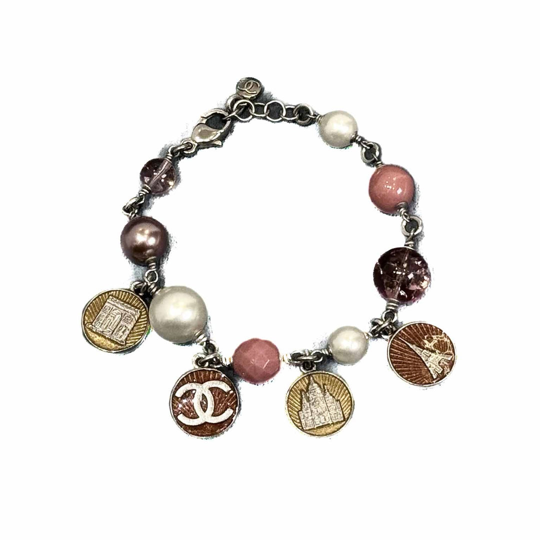 Chanel Sliver CC Multicolour Pearl Bracelet - Jiaxyk