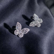 Natrual White Diamond Butterfly Earrings D0.88ct D-E color SI clarity, 18K Gold
