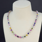 Natural Multi-colored Sapphire Stone Necklace 31.66ct, 18K Gold