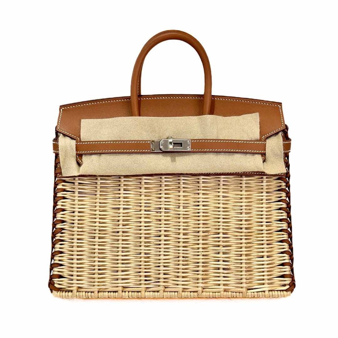 Hermes Birkin 25 Picnic 06 Gold Swift Leather with Osier Wicker - Jiaxyk