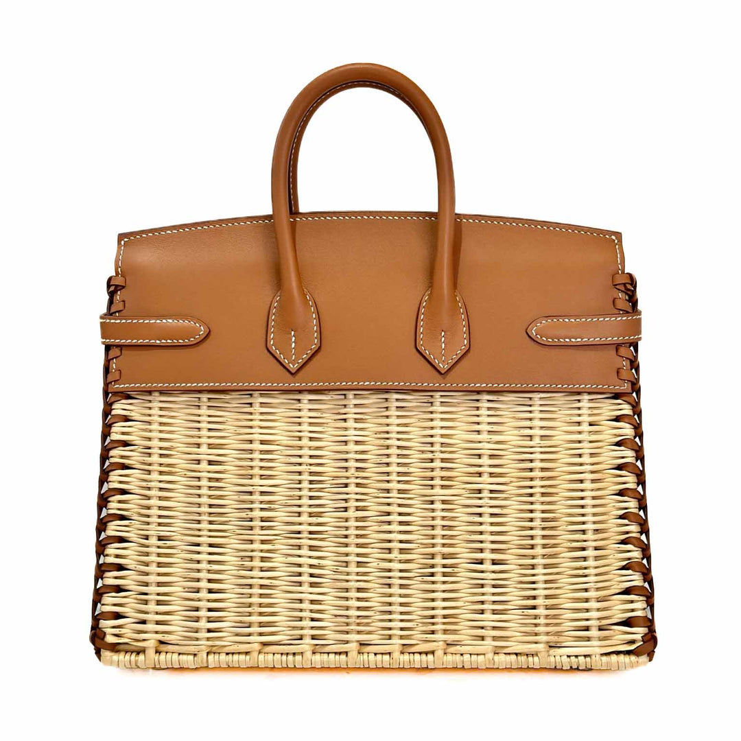 Hermes Birkin 25 Picnic 06 Gold Swift Leather with Osier Wicker - Jiaxyk